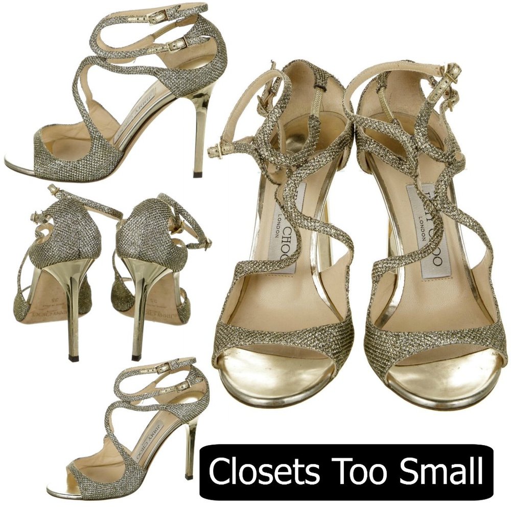 Jimmy Choo Mesh Strappy Gold Sandals